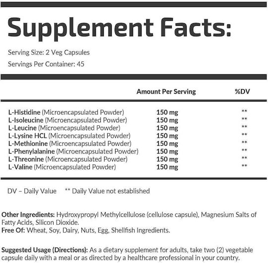 Fuel Up Essential Aminosäuren 600mg 90 Kräuterkapseln