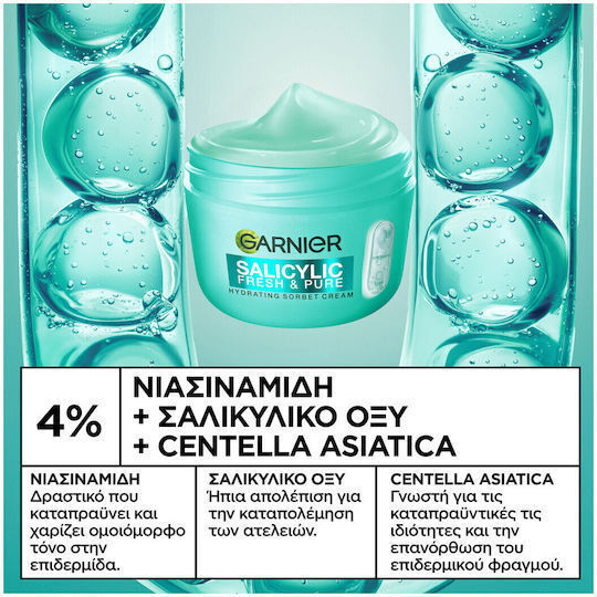Garnier Sorbet Salicylic Fresh & Pure Light 48h Moisturizing Day Face Cream with Niacinamide & Centella Asiatica 85ml