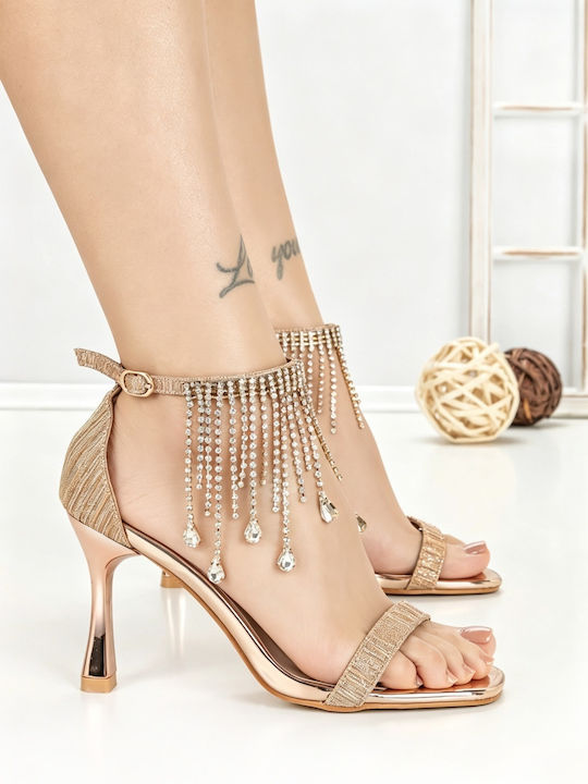 Sandale Elegante Damă Din Material Aurii
