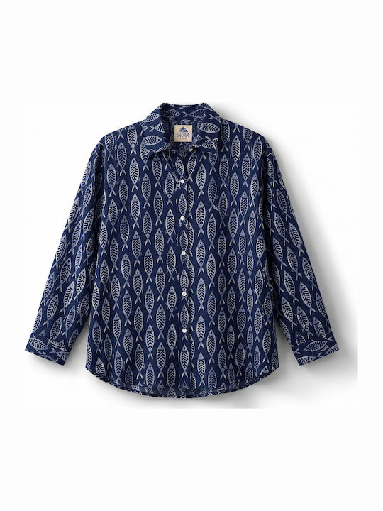 Long Sleeve Cotton Shirt In Regular Fit Blue