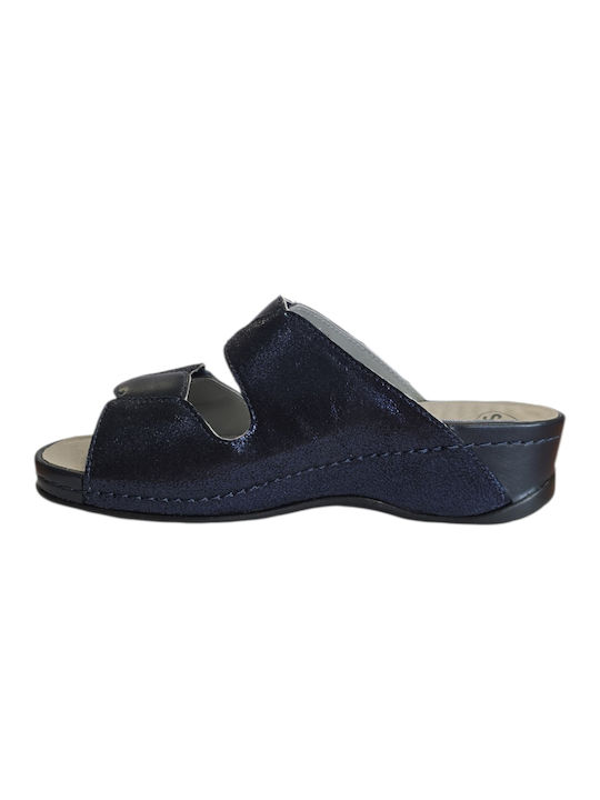 Damen Flache Sandalen Marineblau