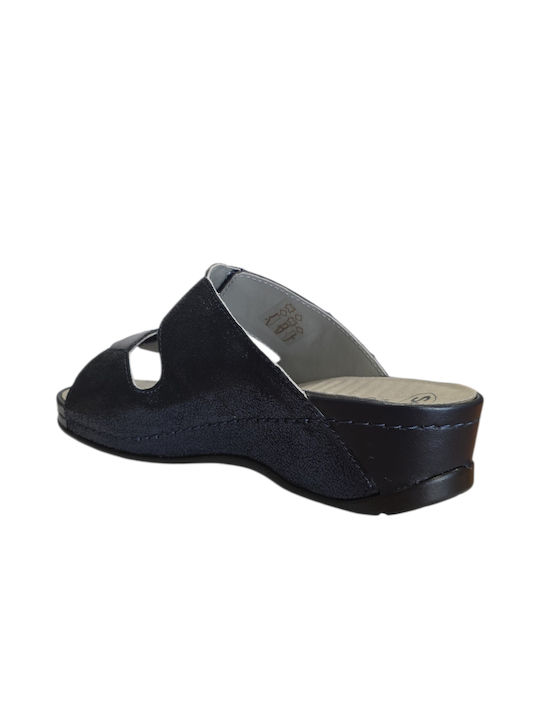 Damen Flache Sandalen Marineblau