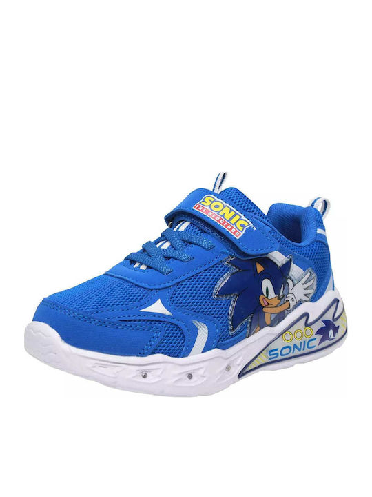 Kids Sneakers with Hoop & Loop Closure & Lights Blue