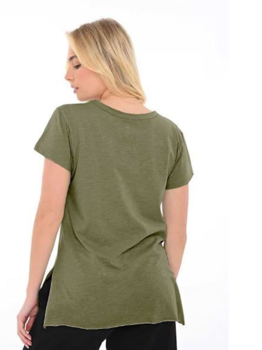 Damen Sport T-shirt Khaki