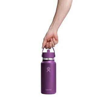 Hydro Flask Wide Flex Thermosflasche Rostfreier Stahl 946ml Beachplum Lila mit Stroh und Handgriff