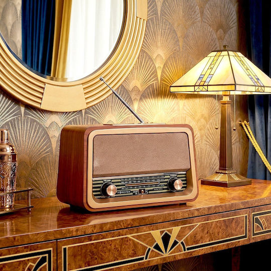 Forever JB-120 Retro Tischplatte Radio Mit Batterie Mit Bluetooth Und USB Braun