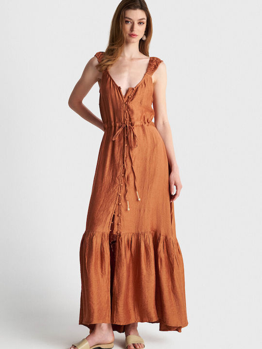 Summer Maxi Shirt Dress Orange