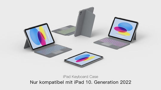 Inateck Acetouch Kb04112 Abnehmbares Tastatur-Hülle Ipad der 10. / 11. Generation Qwertz Grau