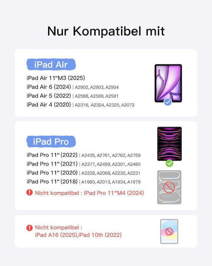 Inateck Magnetische Tablet Hülle Tastatur Ipad Air Pro 11" Qwertz Schwarz Kb09119