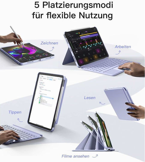 Inateck Detachable Magnetic Keyboard Case iPad 11" Qwertz Purple