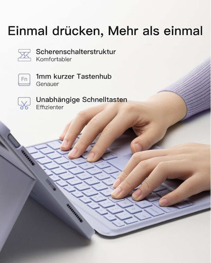 Inateck Detachable Magnetic Keyboard Case iPad 11" Qwertz Purple