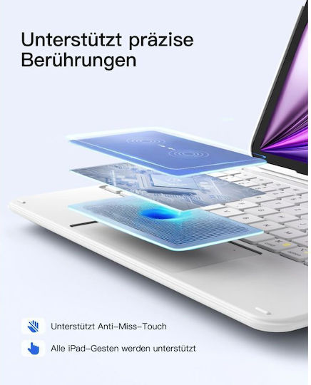 Inateck Ace Touch Keyboard Case Ipad 11"/10 9" Qwertz Rgb White