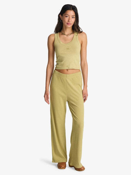 Women's Crop Top Cotton Sleeveless Cactus Green