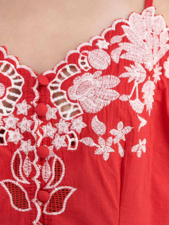 Damenbluse mit Spaghetti-Träger Rot