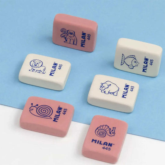 Milan White Square Eraser Animals 2 Colours 1 Piece