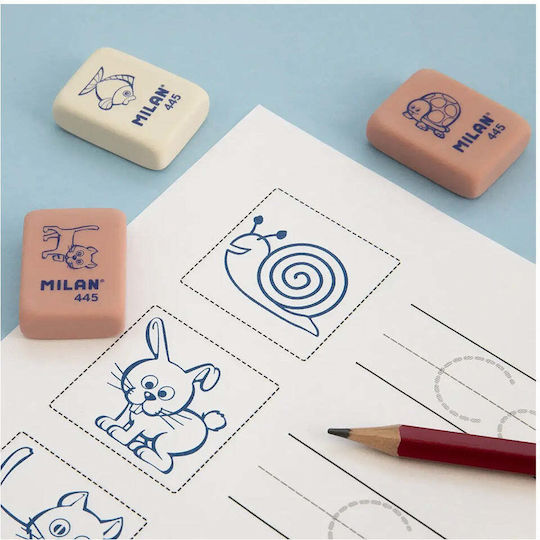 Milan White Square Eraser Animals 2 Colours 1 Piece