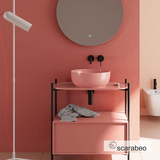 Scarabeo Aufgesetztes Waschbecken Porzellan 39x39cm Peach Glossy