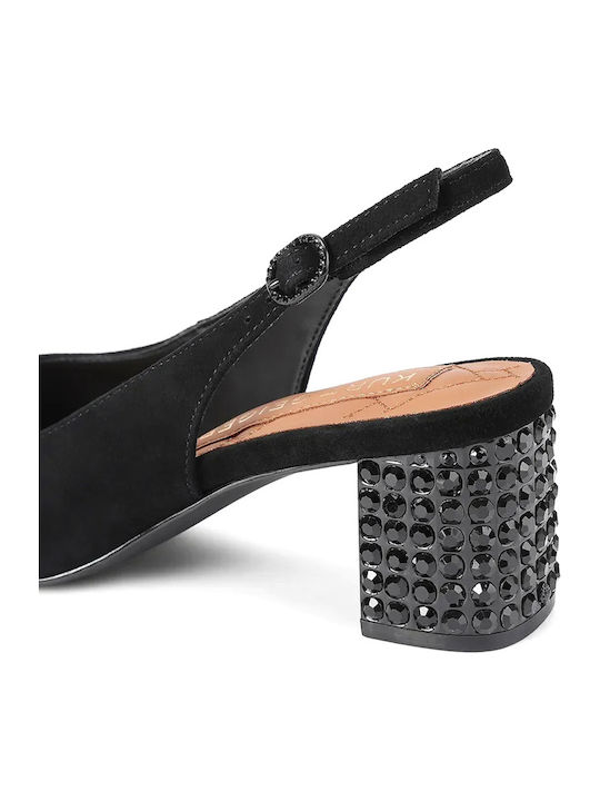 Suede Heels with Mid Heel Black