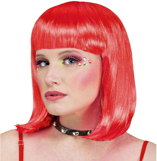 Long Square Wig with Bangs Red