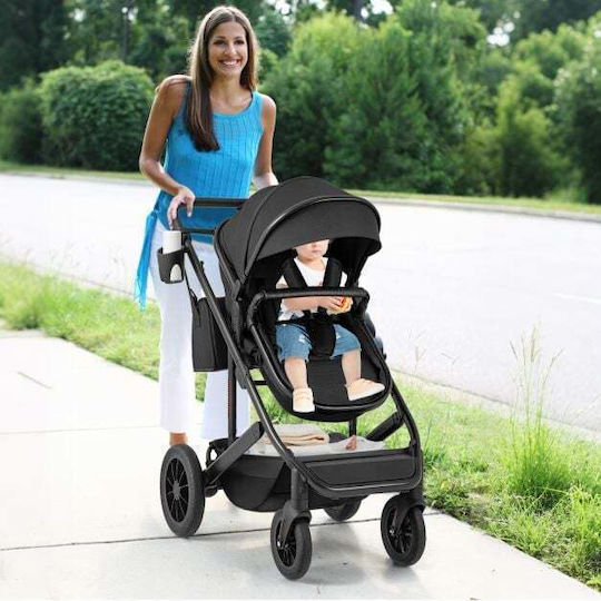 Costway Reversible 3 in 1 Baby Stroller Black