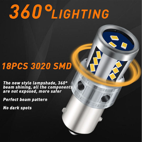 VenCore Лампи Камиона PY21W-BAU15s Canbus LED 6000К Хладно бяло 8-48V 9W 1бр
