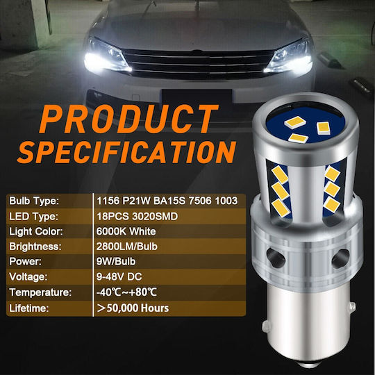 VenCore Lampen LKW PY21W-BAU15s Canbus LED Rot 8-48V 9W 1Stück