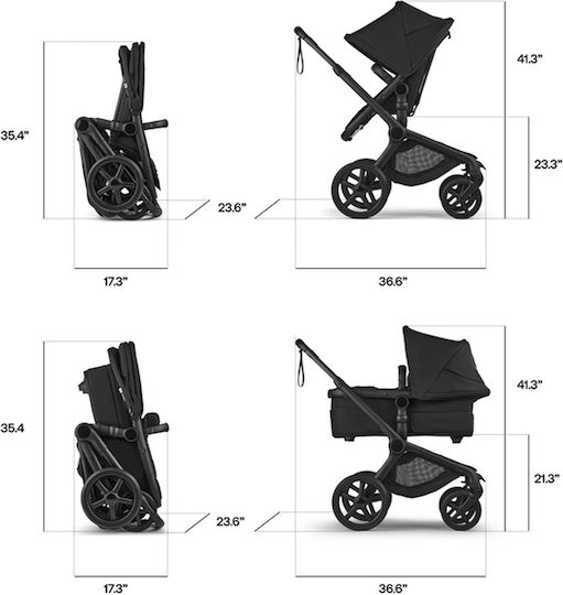 Bugaboo Fox 5 Renew Reversible 2 in 1 Baby Stroller Suitable for Newborn Heritage Black / Misty White