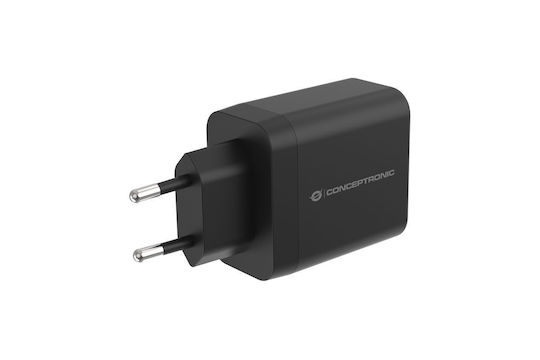 Conceptronic Φορτιστής Χωρίς Καλώδιο GaN με Θύρα USB-A και Θύρα USB-C 45W Power Delivery / Quick Charge 3.0 Μαύρος (ALTHEA20B45)