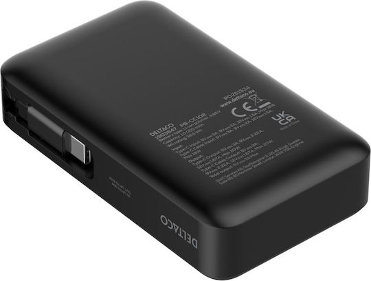 Deltaco PB-CC102 Power Bank 10000mAh 20W με Θύρα USB-C Power Delivery Μαύρο