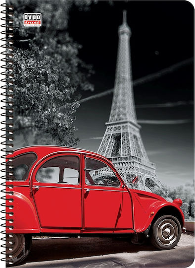 Typotrust Spiral Notebooks Ruled A4 120 Sheets 4 Subjects Illustration 8pcs (Μiscellaneous Designs/Colors)