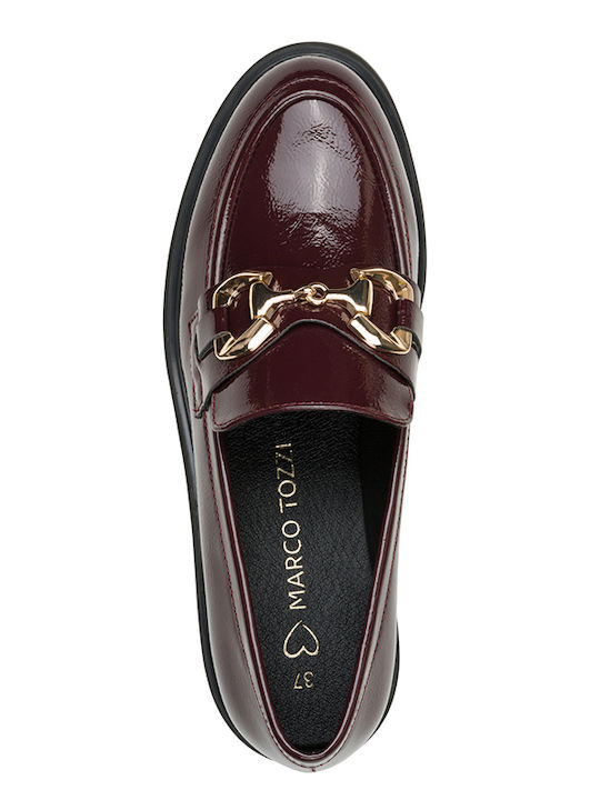 Patent Leather Women's Loafers in Burgundy Colour