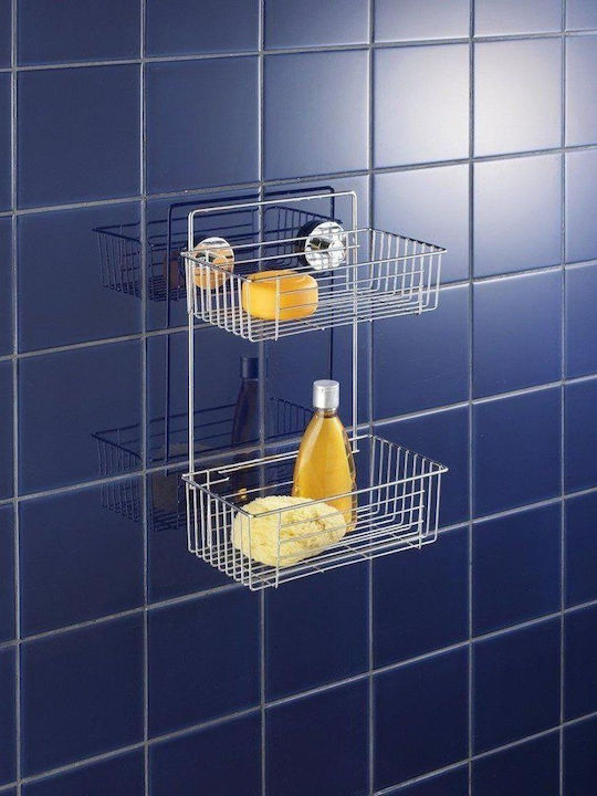 Wenko Wall Mounted Bathroom Shelf Metallic 38x17x26cm Silver