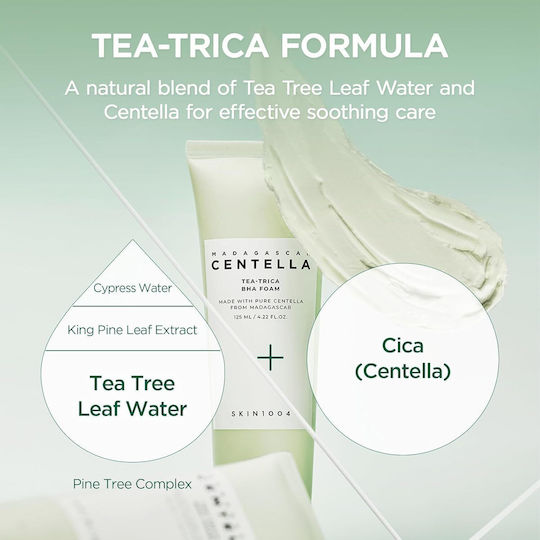 Skin1004 Madagascar Centella Tea-Trica BHA Foam Facial Cleansing Foam for Acne-prone Skin 125ml
