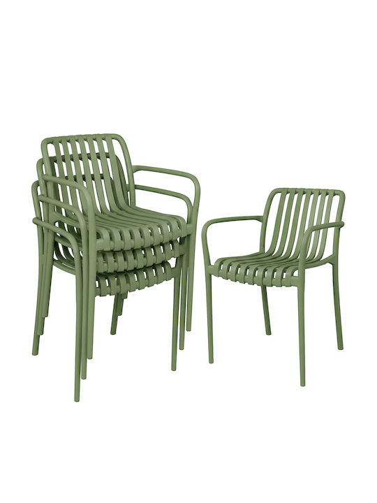 Outdoor Chair Polypropylene Green 4 Pieces