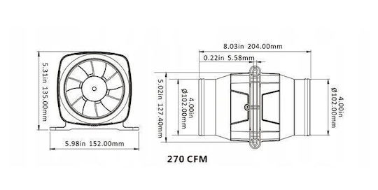 Вентилация Blower Seaflo 4″ 270cfm Напрежение 12v