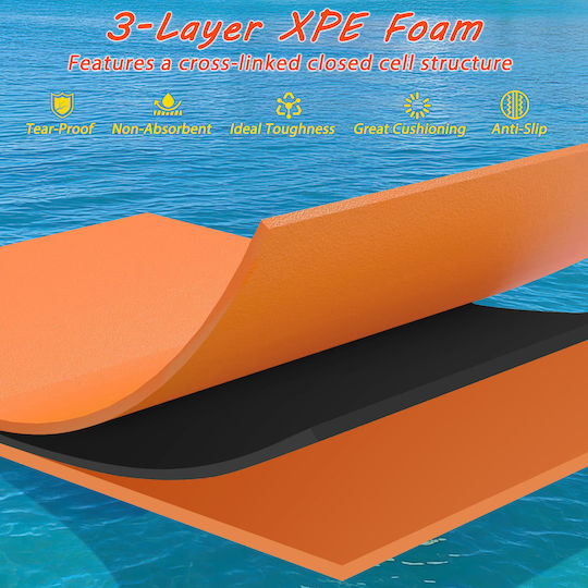 Costway Saltea Gonflabilă Pentru Plajă Pentru Copii Portocalie 210.8x66cm