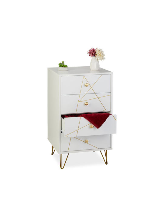 Kommode Schlafzimmer Holz mit 4 Schubladen Gold 48x39x86cm
