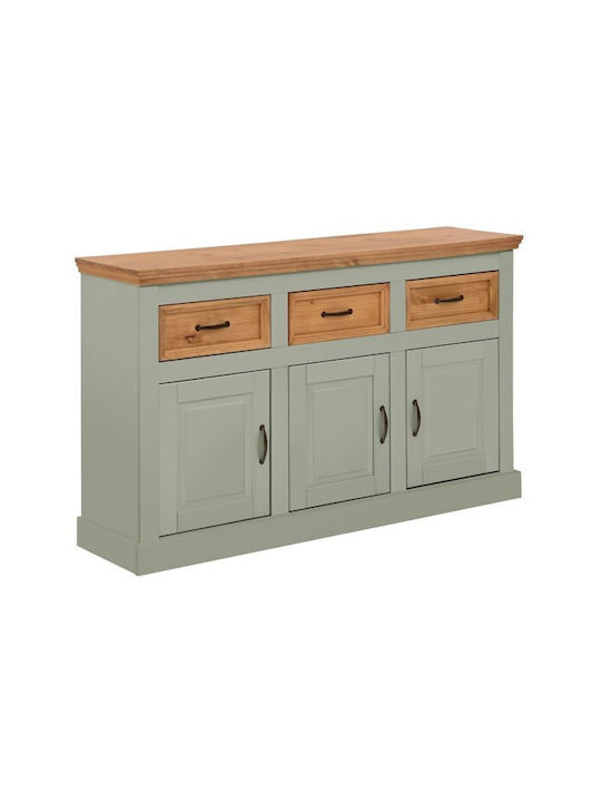 Sideboard Tolelio 101 aus Massivholz & Metall mit Schubladen Grün 145x38x87cm