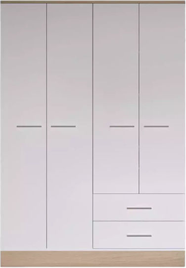 Four Door Harmony 137x52x198cm Oak-white Shade Four Door Harmony 137x52x198cm Oak-white Shade