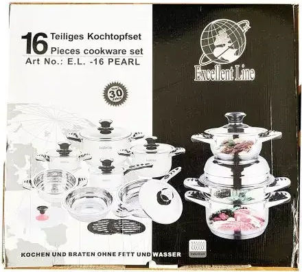 Excellent Line Pearl Cooking Σετ Μαγειρικά Σκεύη από Ανοξείδωτο Ατσάλι 5τμχ