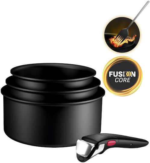 Tefal Ingenio Excellence Fusion Set De Vase De Gătit Din Aluminiu Cu Acoperire Interioară Antiaderent 3 Piese