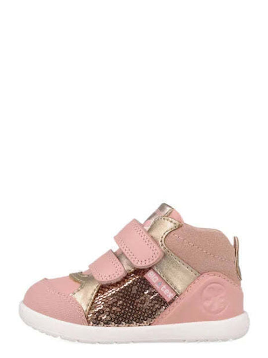 Kids Sneakers High Anatomic with Hoop & Loop Closure Pink