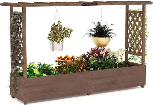 Costway Дървена кафява кутия за саксии 200x44x114см.