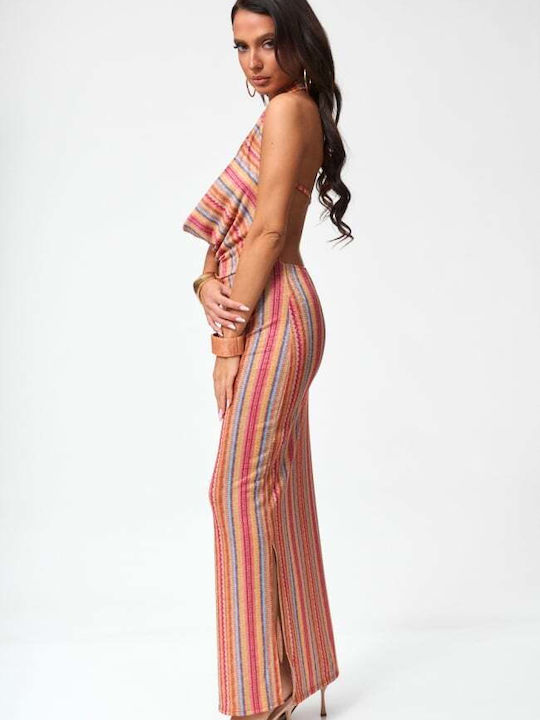 Summer Maxi Dress for Wedding - Christening Drape Open Back Orange