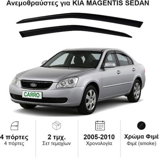 Heko Set of Windbreakers Front Car Dark Fime for Kia Magentis 2pcs