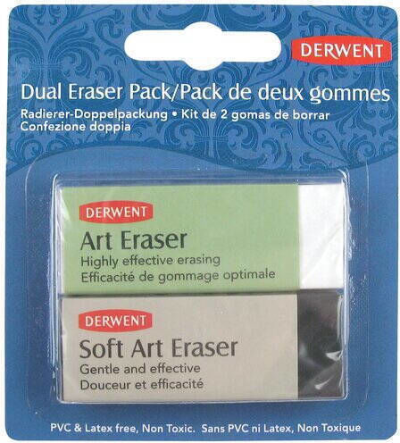 Derwent Professioneller Radiergummi 2 Stück Set Quadrat Weiß Für Allgemeine Verwendung Schwarz Hochleistung