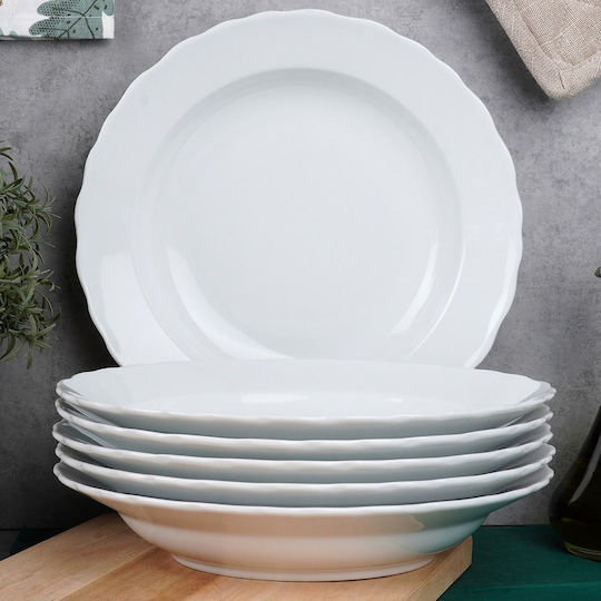 Orion Mona Πιάτο Βαθύ από Πορσελάνη Λευκό 24cm 6τμχ