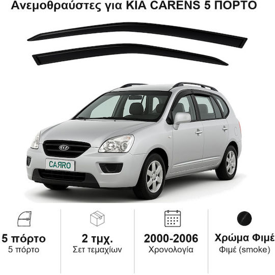 Heko Set of Windbreakers Front Car Dark Fime for Kia Carens 2pcs
