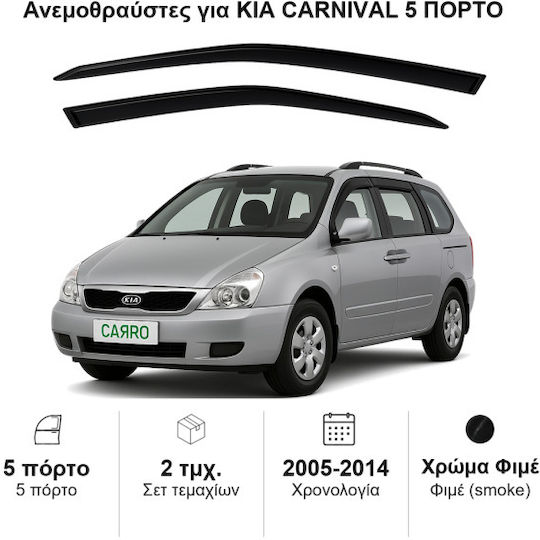 Heko Set of Windbreakers Front Car Dark Fime for Kia Carnival 2pcs