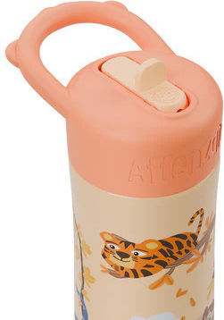 Affenzahn Kids Water Bottle Stainless Steel with Straw Non Spill 430ml